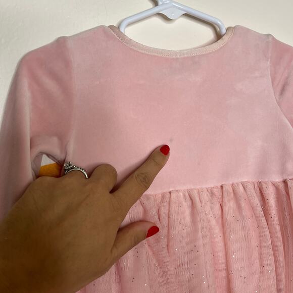 Hanna Andersson Girls Pink Dress V Neck Long Sleeve A Line 18-24 Months Princess - Picture 9 of 10